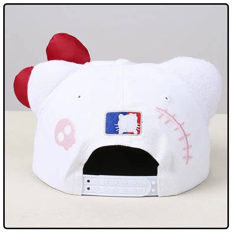Cute Kitty Cap with Bow and Shark Embroidery — feature 25