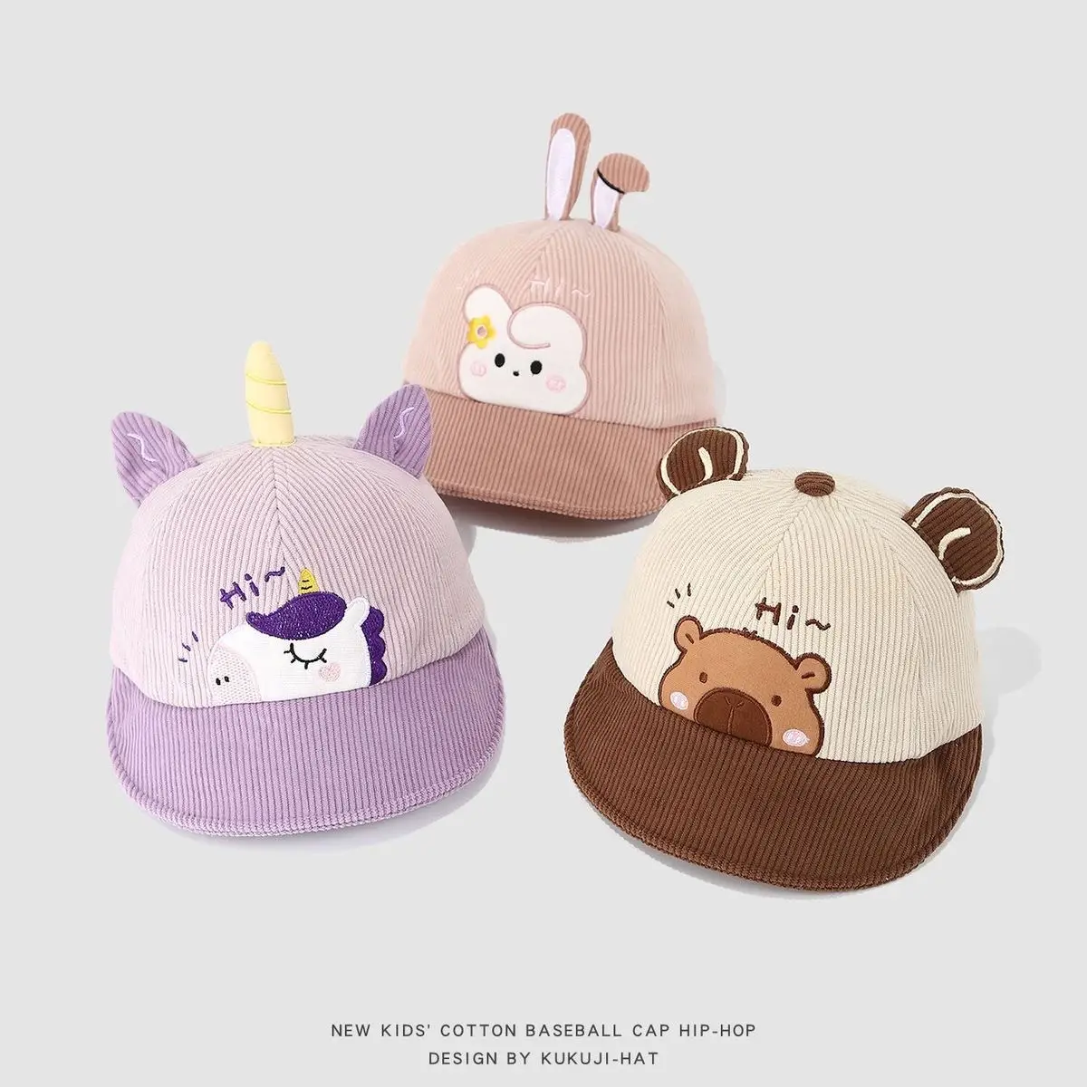 Rabbit Ears Corduroy Hat for Kids Autumn Winter — feature 10