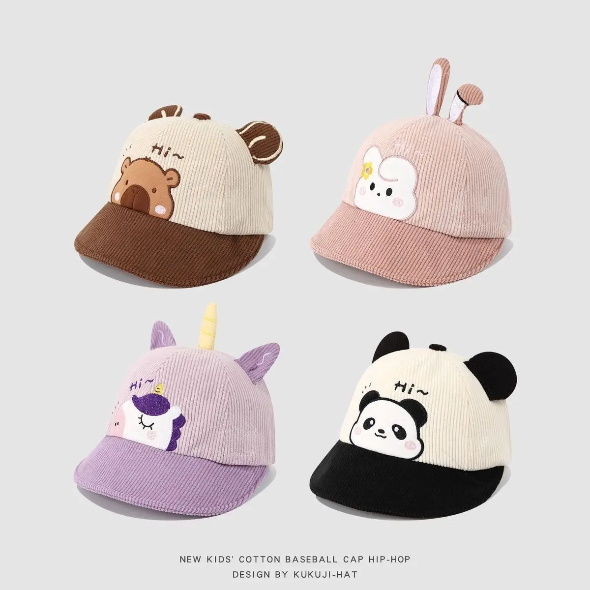Rabbit Ears Corduroy Hat for Kids Autumn Winter — feature 9