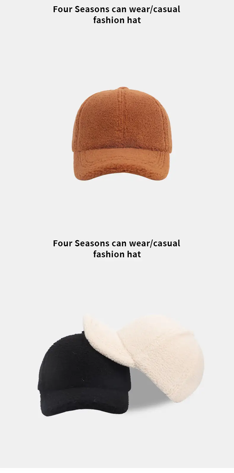 White Wool Baseball Cap Winter Women — feature 12