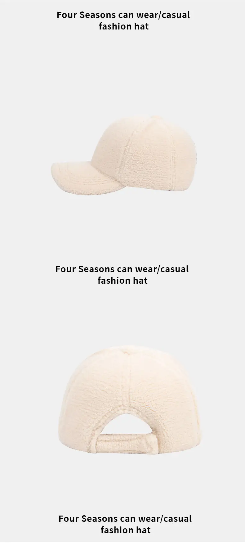 White Wool Baseball Cap Winter Women — feature 13