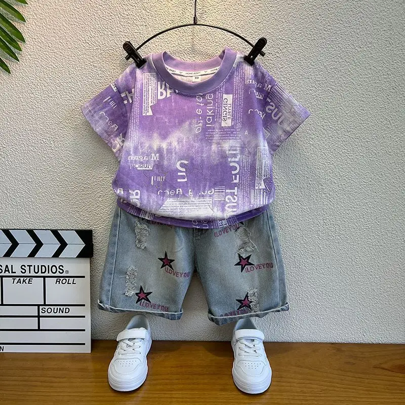 Boys Tie-Dye Kids Summer T-Shirt Set - Image 2