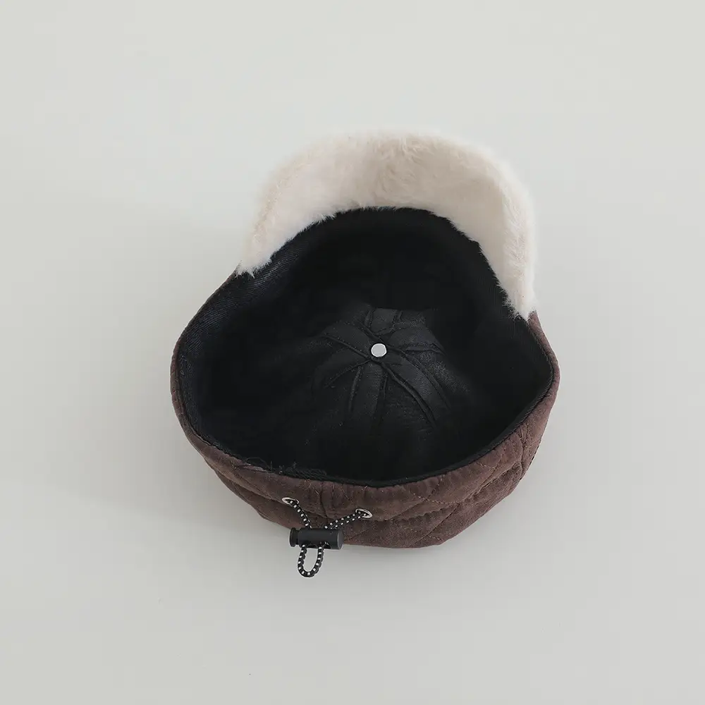 Cute Bear Embroidered Winter Cap for Girls Brown — feature 13