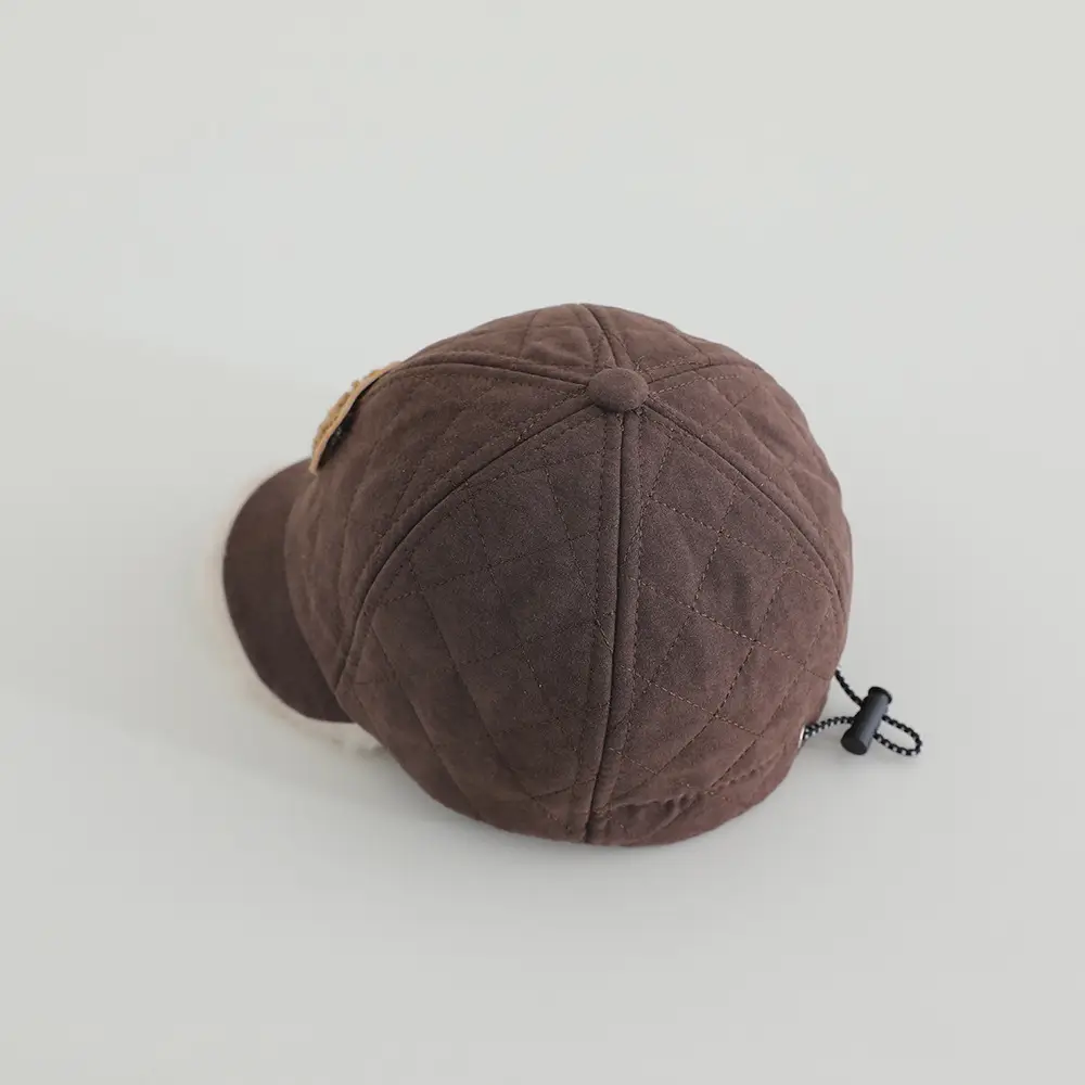 Cute Bear Embroidered Winter Cap for Girls Brown — feature 14