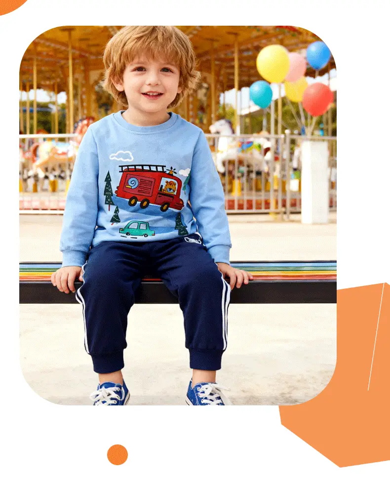 Kids Cotton T-Shirt Set Blue Car Print Casual Winter — feature 6