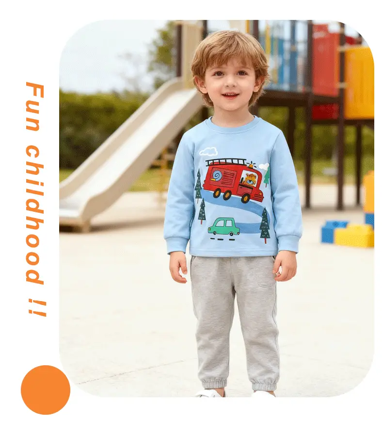 Kids Cotton T-Shirt Set Blue Car Print Casual Winter — feature 7