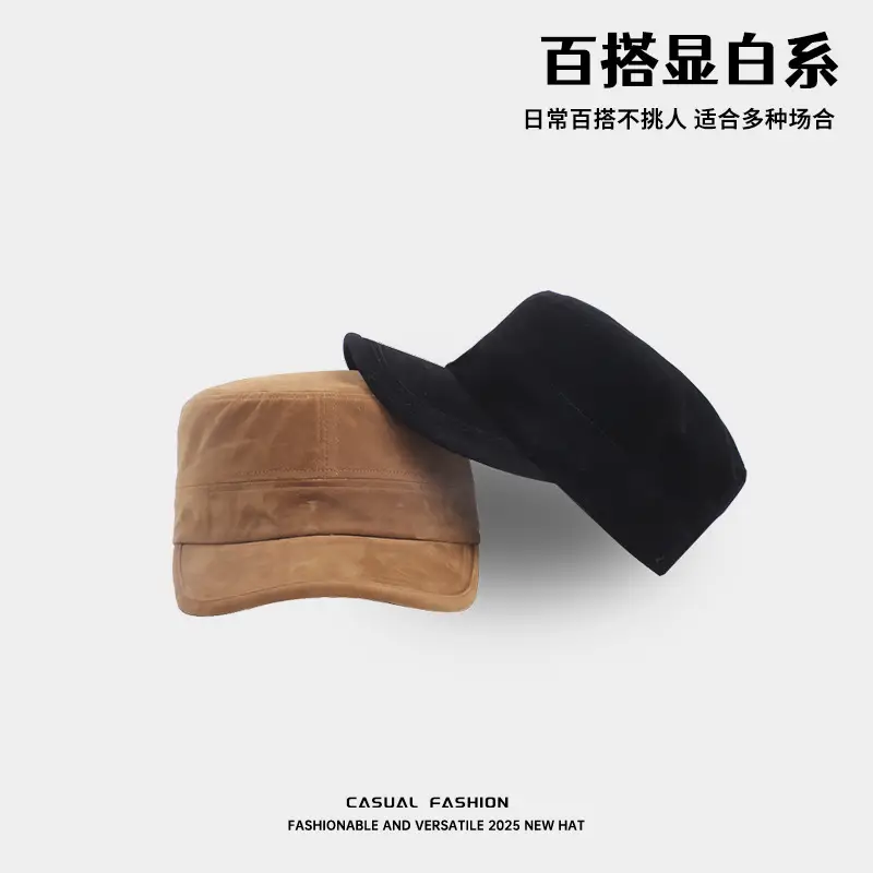 New Retro Suede Flat Cap for Women Men Brown - Image 5