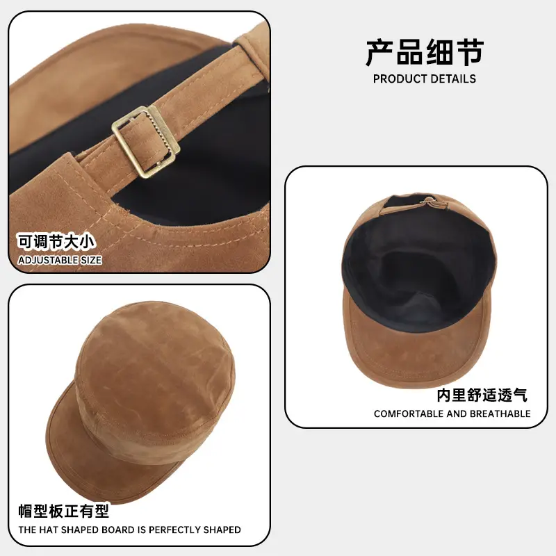 New Retro Suede Flat Cap for Women Men Brown - Image 6