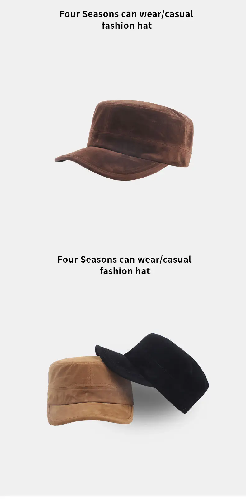 New Retro Suede Flat Cap for Women Men Brown — feature 10