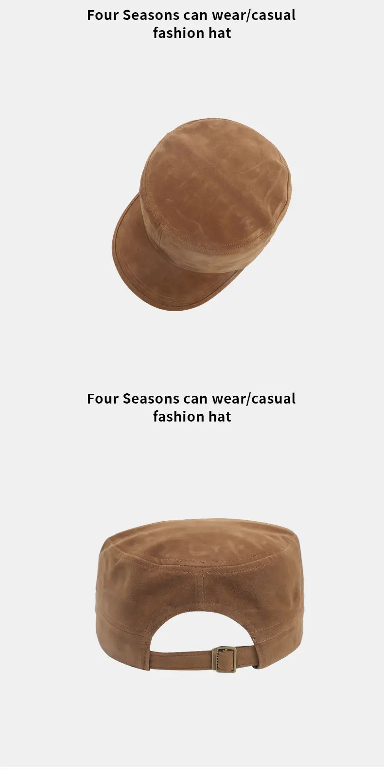 New Retro Suede Flat Cap for Women Men Brown — feature 11