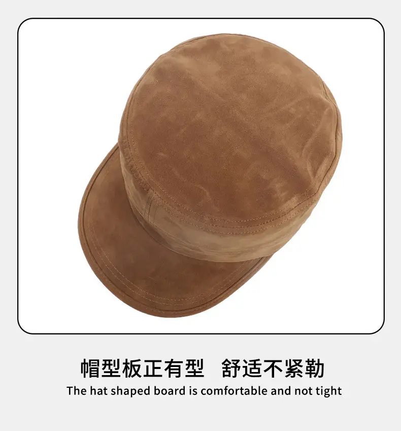 New Retro Suede Flat Cap for Women Men Brown — feature 13