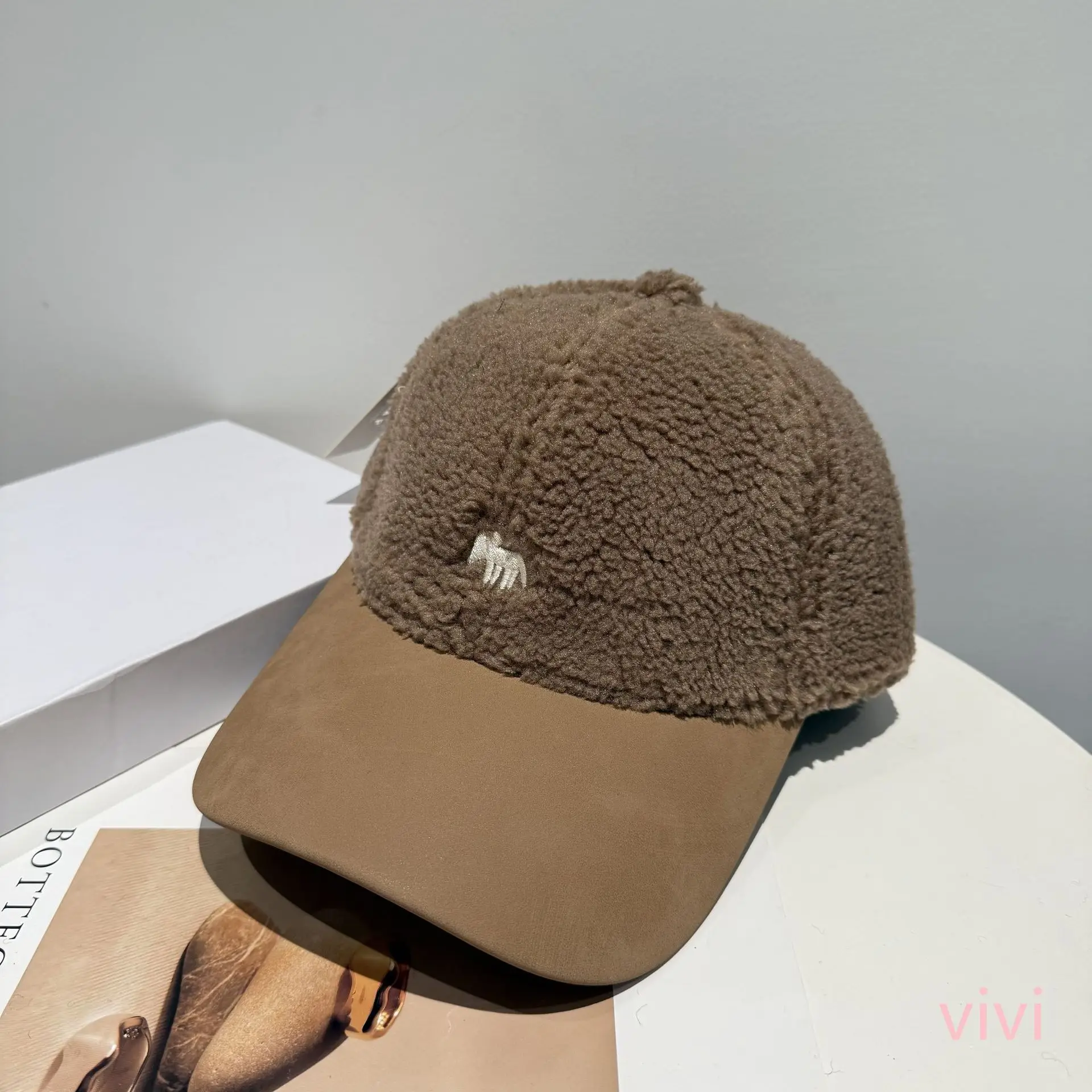 Women Wool Baseball Cap Brown Minuit Korean Style - Image 8