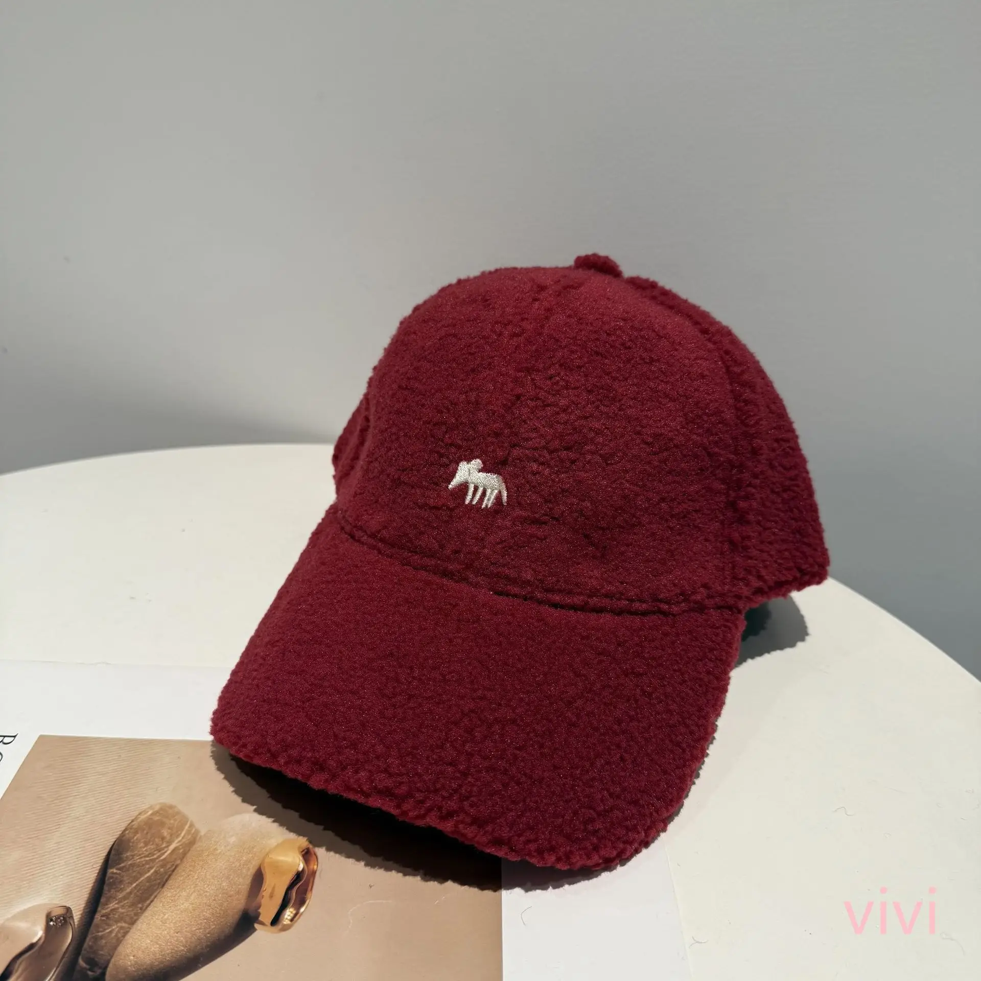 Women Wool Baseball Cap Brown Minuit Korean Style - Image 2
