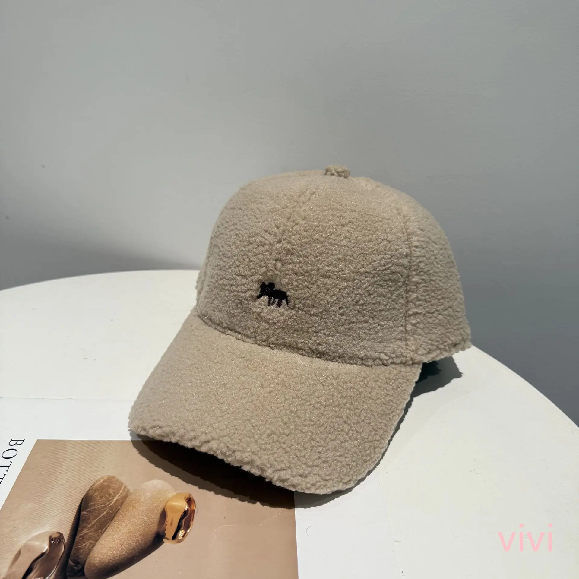 Women Wool Baseball Cap Brown Minuit Korean Style - Image 3