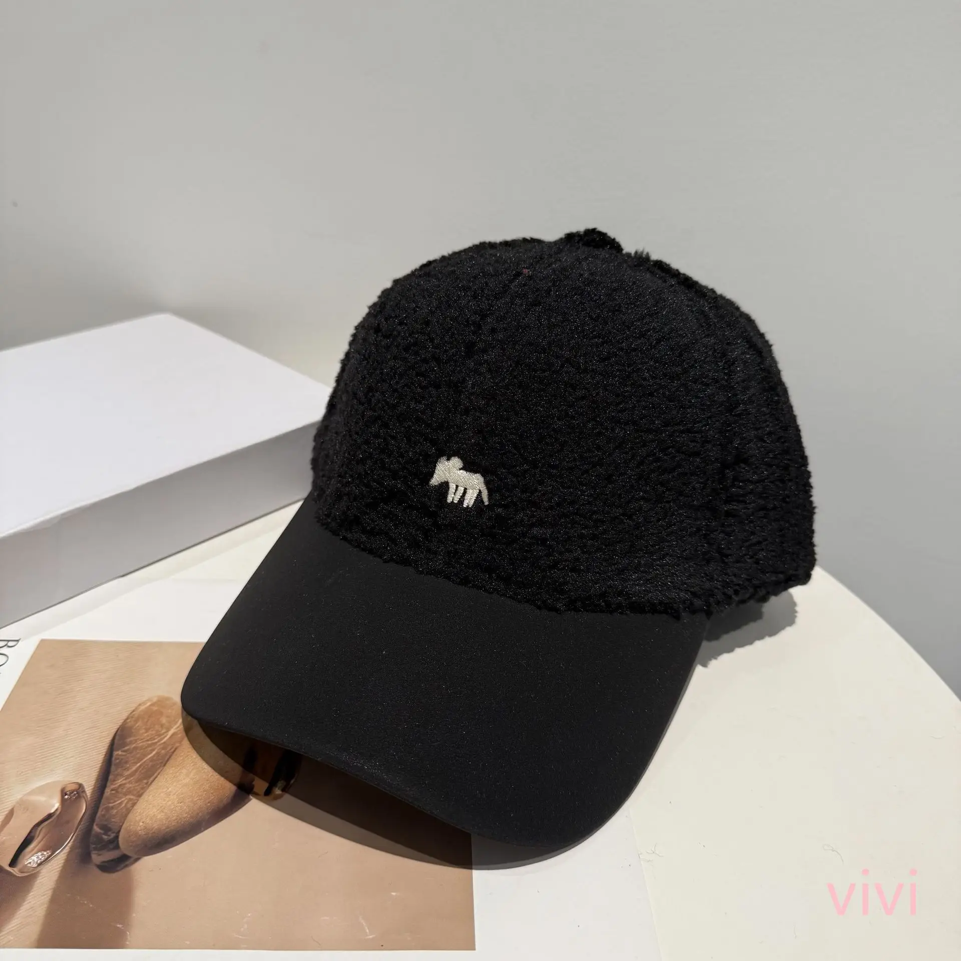 Women Wool Baseball Cap Brown Minuit Korean Style - Image 5