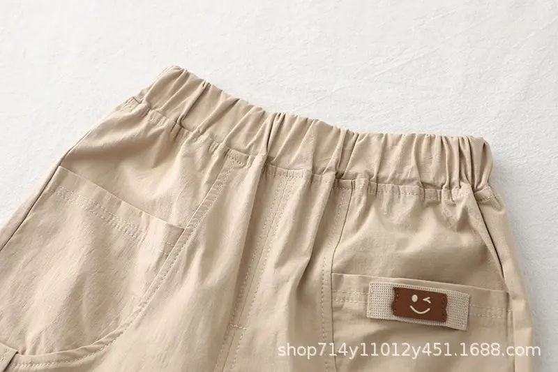 Kids Striped Polo Shirt & Shorts Set Brown Beige — feature 11