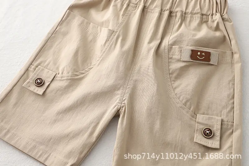 Kids Striped Polo Shirt & Shorts Set Brown Beige — feature 12