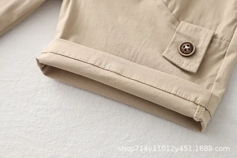 Kids Striped Polo Shirt & Shorts Set Brown Beige — feature 14