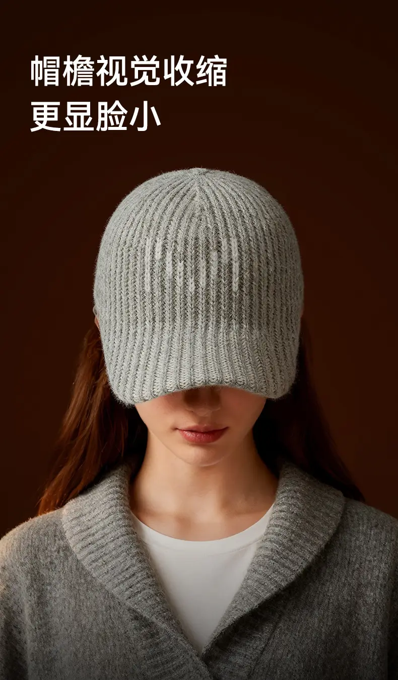 Woolen Striped Hat Women Winter Warm Black — feature 5