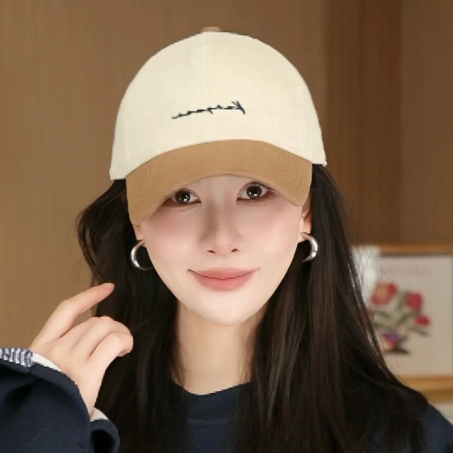 Women Japanese Style Soft Top Baseball Cap Autumn Winter Corduroy Letter — feature 7