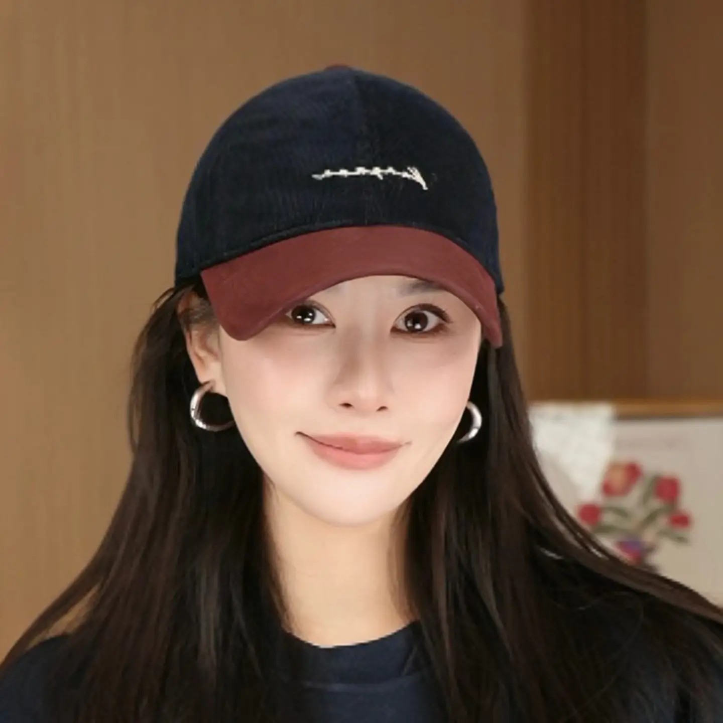 Women Japanese Style Soft Top Baseball Cap Autumn Winter Corduroy Letter - Image 3