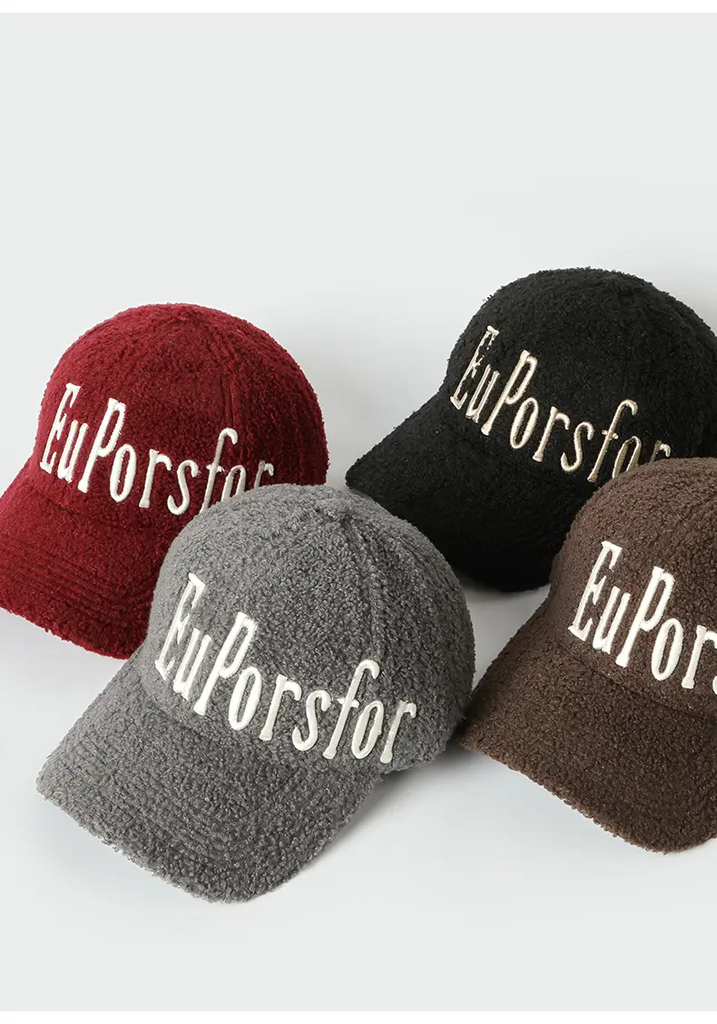 Women Letter Thickened Lamb Fleece Baseball Cap — feature 7