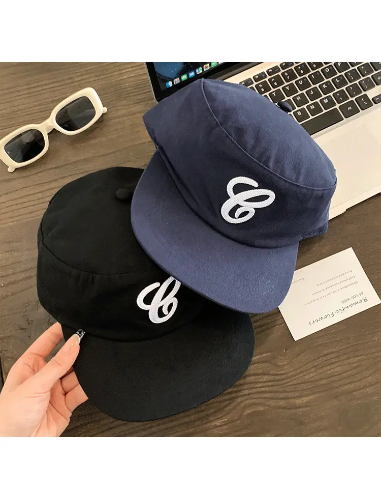 Women Duckbill Cap Black Blue Embroidered Early Autumn — feature 9
