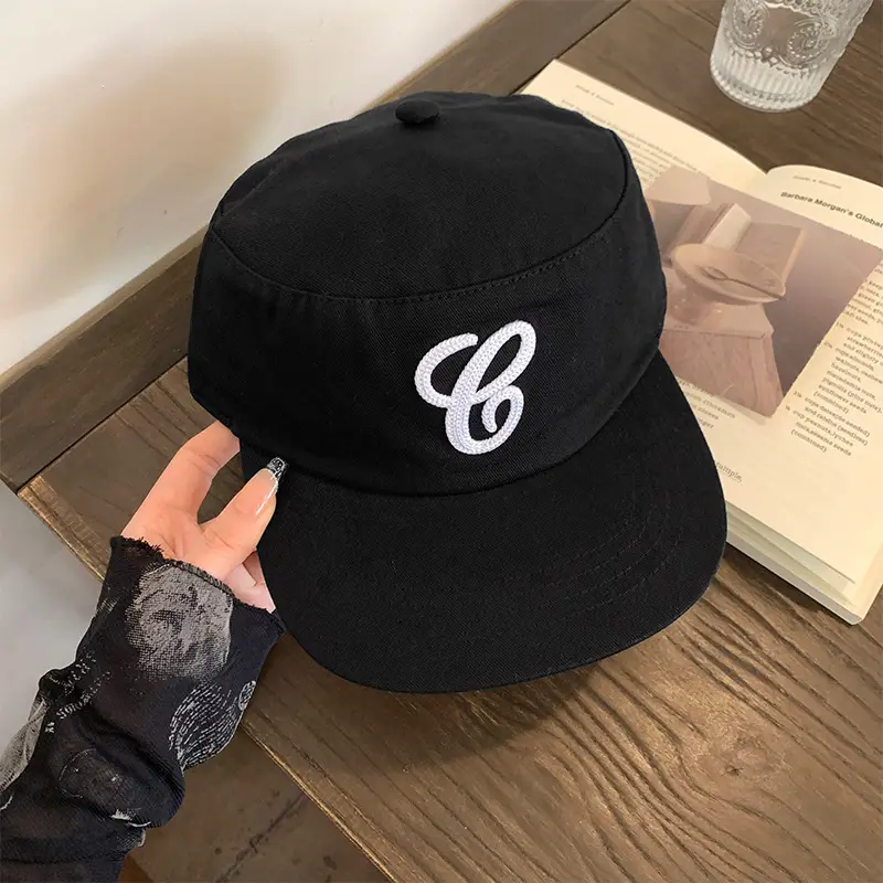 Women Duckbill Cap Black Blue Embroidered Early Autumn - Image 2