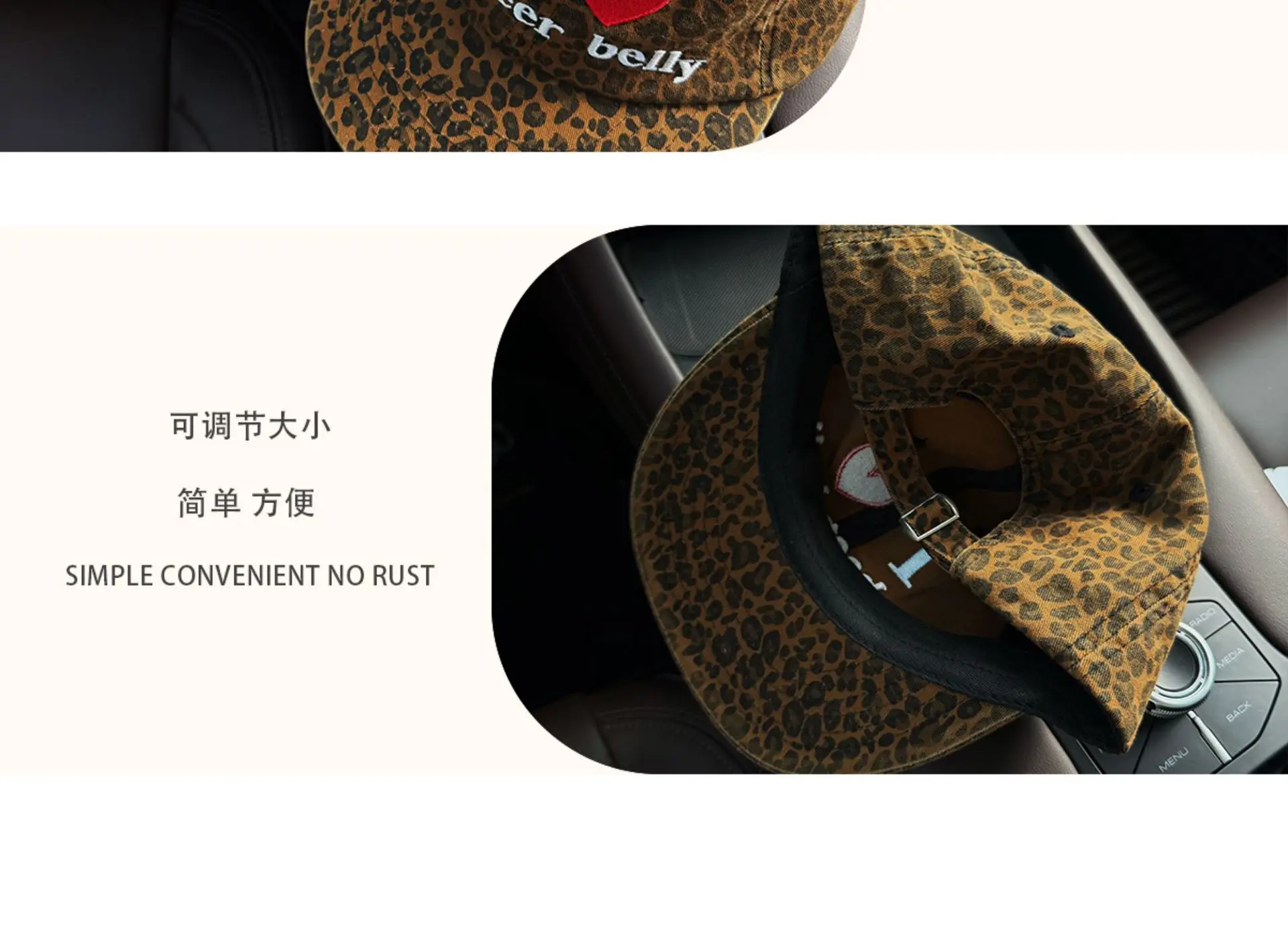 Women New American Retro Flat-Brim Hat with Heart Design — feature 4