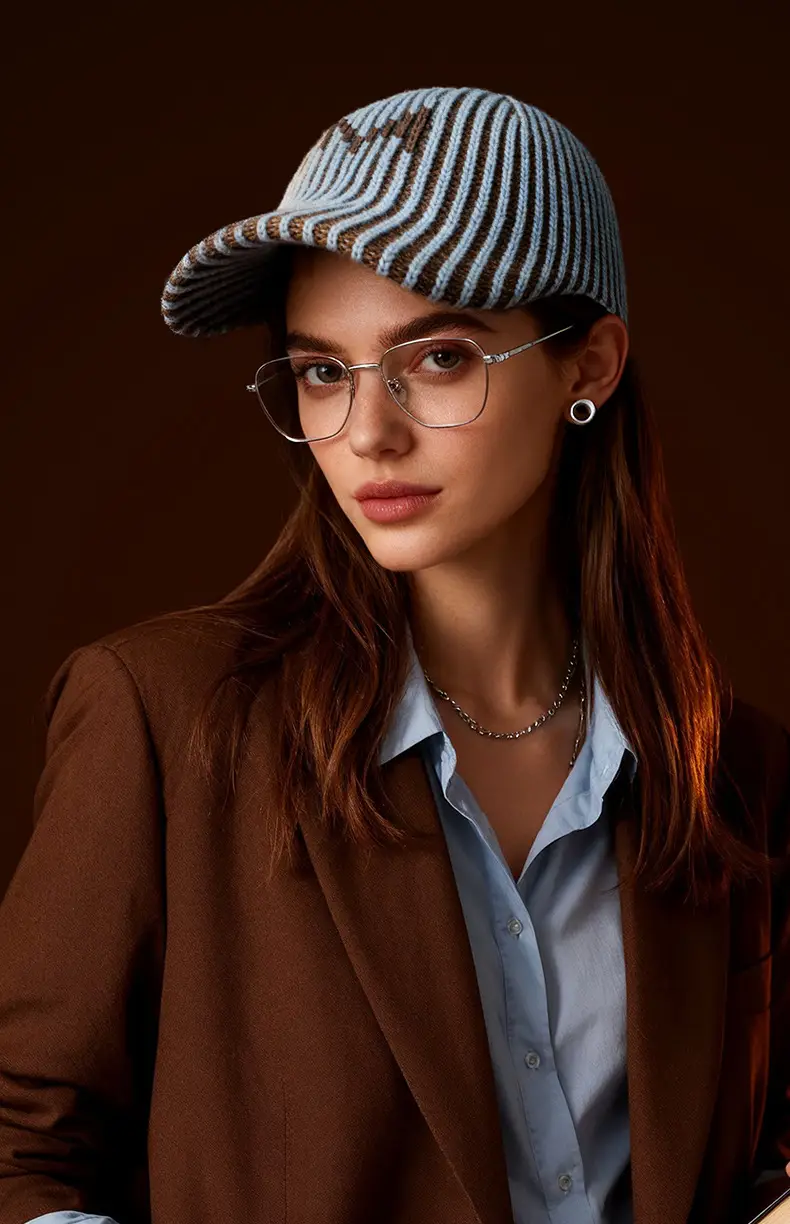 Women Wool Striped Knit Cap 58.4% Wool Cold Weather — feature 10