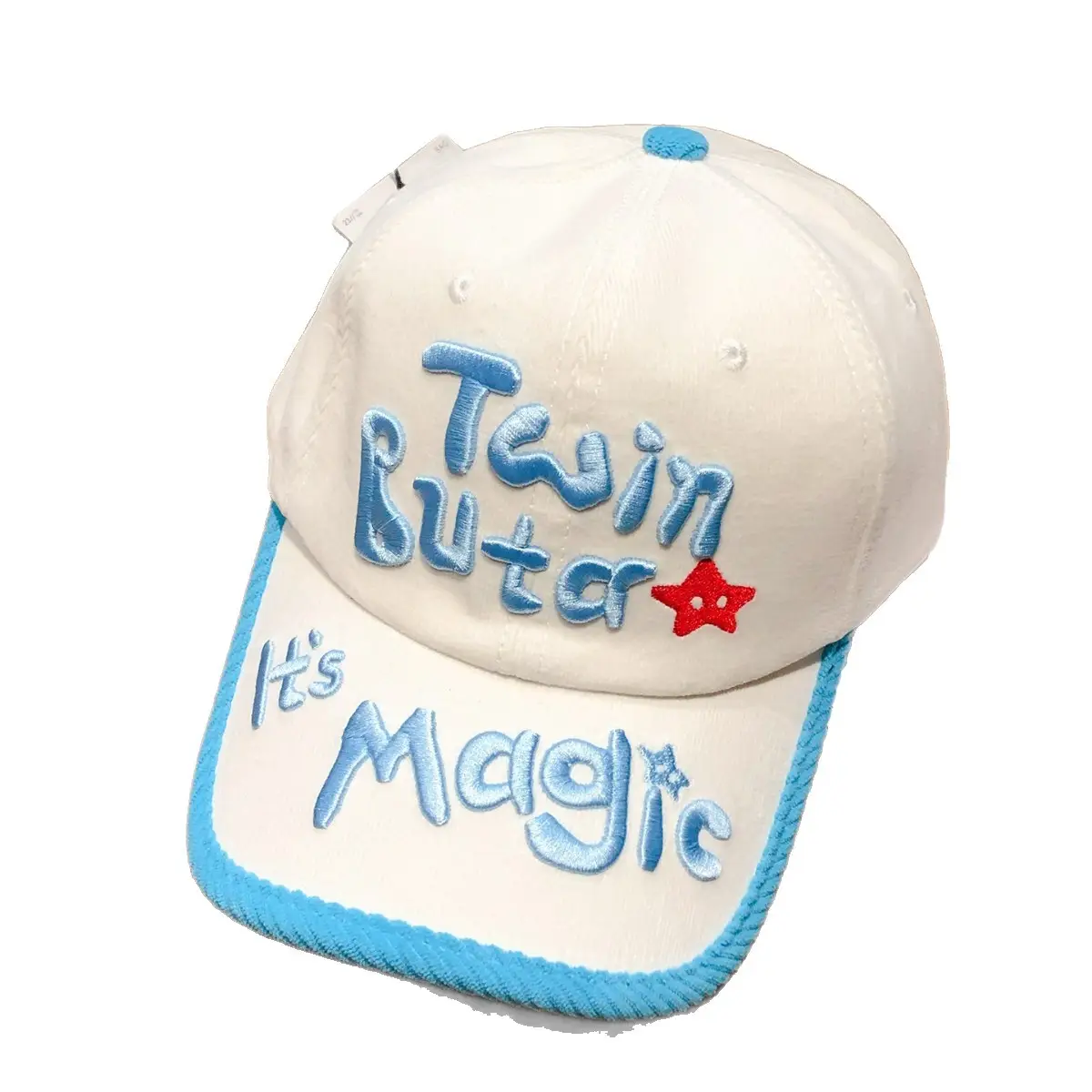 Women Korean Style Three-Dimensional Letter Cap Blue White - Image 6