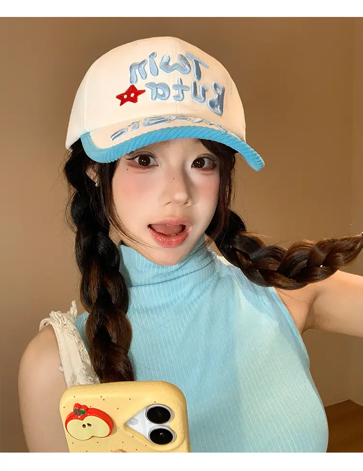 Women Korean Style Three-Dimensional Letter Cap Blue White — feature 10