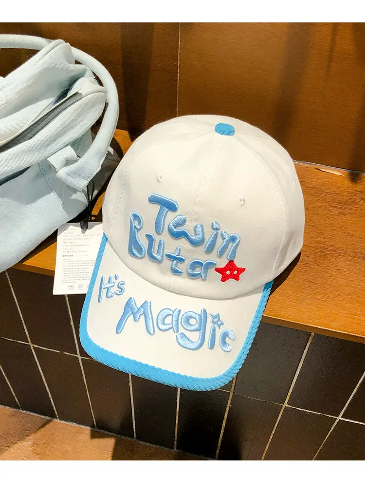 Women Korean Style Three-Dimensional Letter Cap Blue White — feature 11