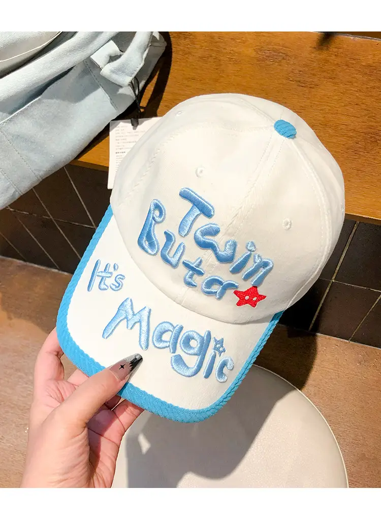 Women Korean Style Three-Dimensional Letter Cap Blue White — feature 12