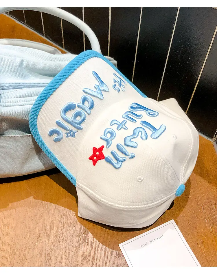 Women Korean Style Three-Dimensional Letter Cap Blue White — feature 13