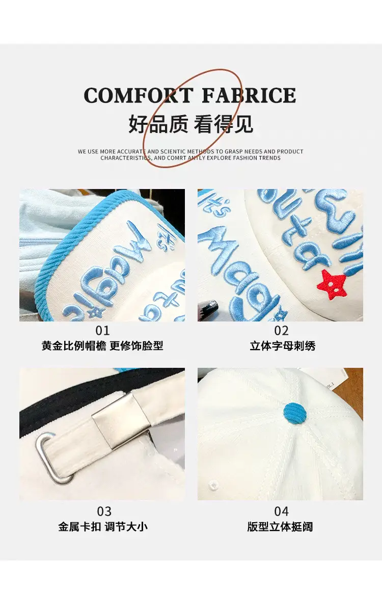 Women Korean Style Three-Dimensional Letter Cap Blue White — feature 5