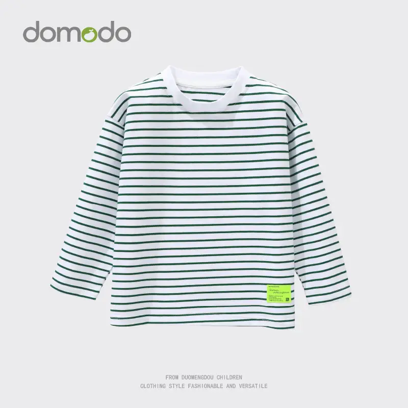 Girls Striped Cotton T-Shirt Round Neck Spring Boys