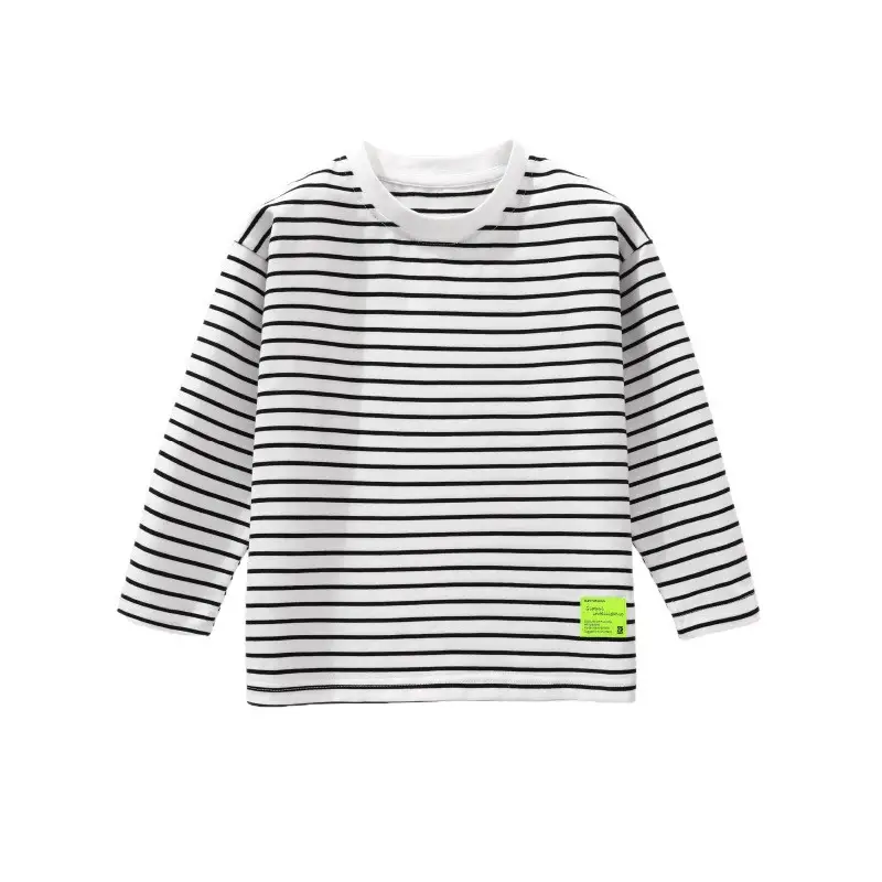 Girls Striped Cotton T-Shirt Round Neck Spring Boys