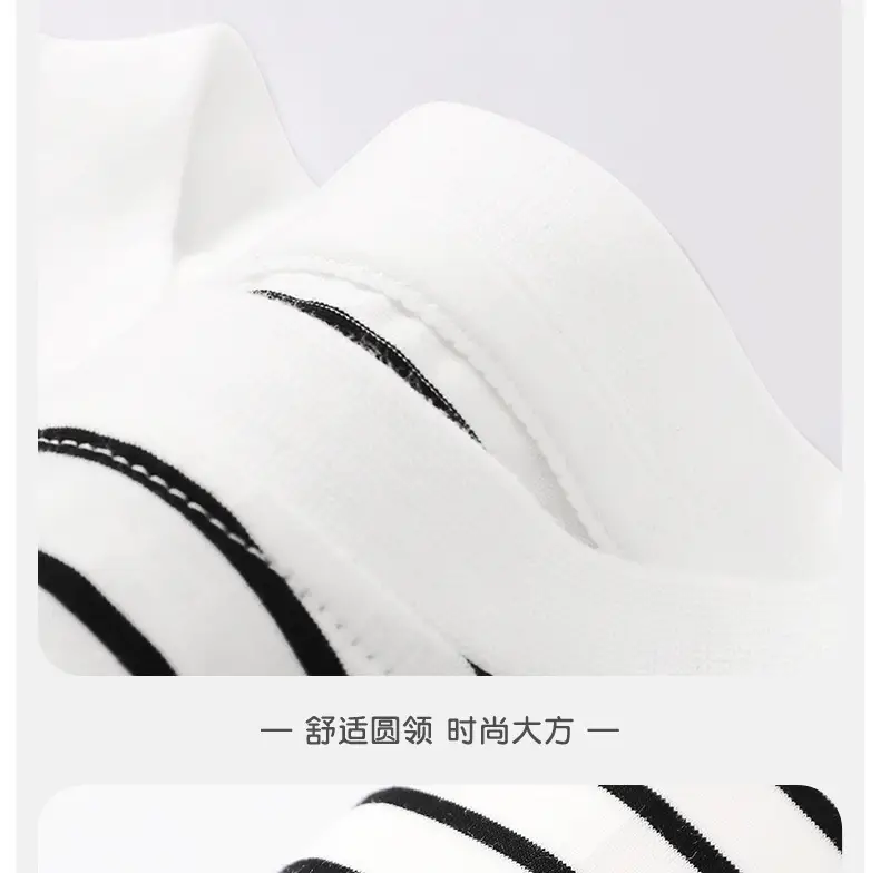 Girls Striped Cotton T-Shirt Round Neck Spring Boys — feature 16