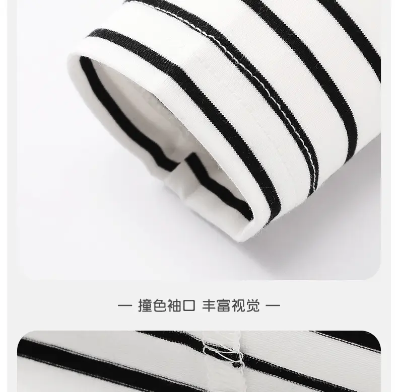 Girls Striped Cotton T-Shirt Round Neck Spring Boys — feature 17