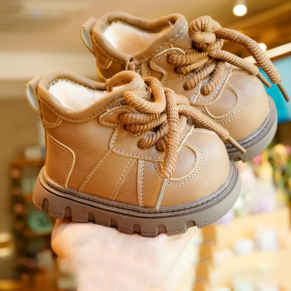 Toddler Shoes Winter Fleece-Lined Thickeneded Beginner Baby Shoes 1-2 Years Old Baby Shoes Soft Sole Non-Slip and Warm - Image 3