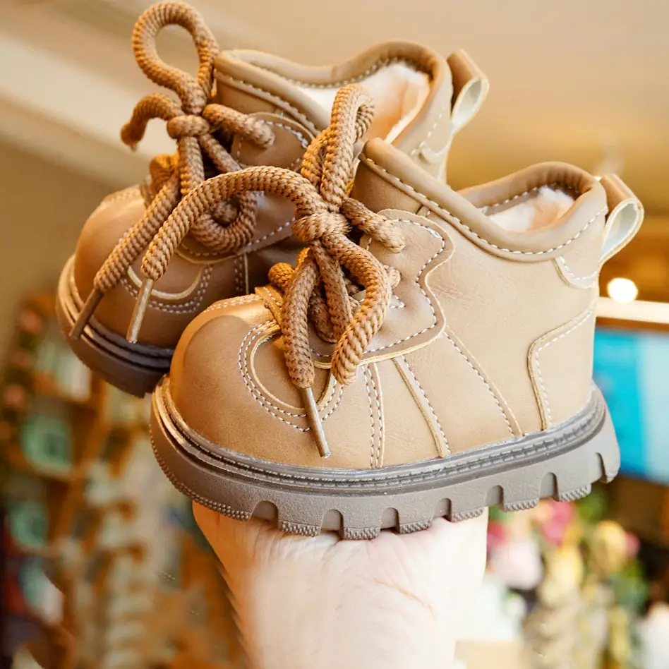 Toddler Shoes Winter Fleece-Lined Thickeneded Beginner Baby Shoes 1-2 Years Old Baby Shoes Soft Sole Non-Slip and Warm - Image 4