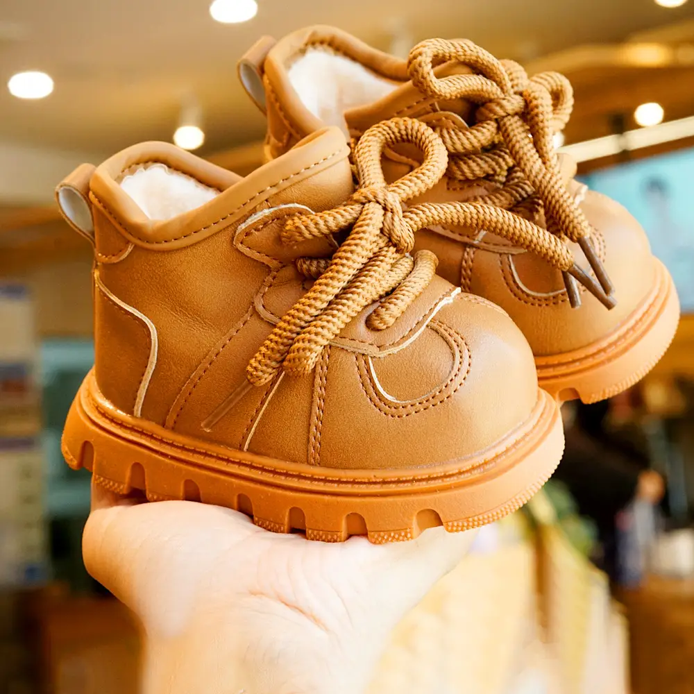 Toddler Shoes Winter Fleece-Lined Thickeneded Beginner Baby Shoes 1-2 Years Old Baby Shoes Soft Sole Non-Slip and Warm - Image 5