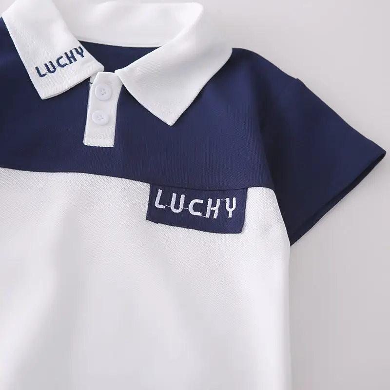 Boys Navy Blue White Polo Shorts Set Summer โ feature 12