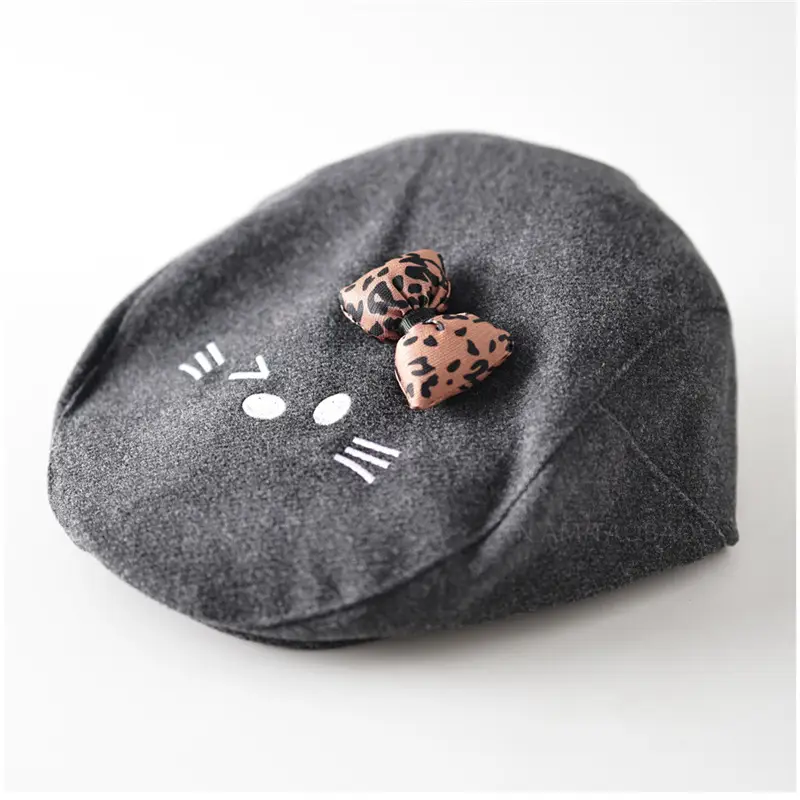 Women Woolen Cat Bow Cap Brown Face Show - Image 5
