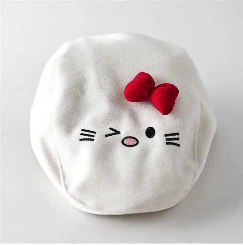 Women Woolen Cat Bow Cap Brown Face Show — feature 10