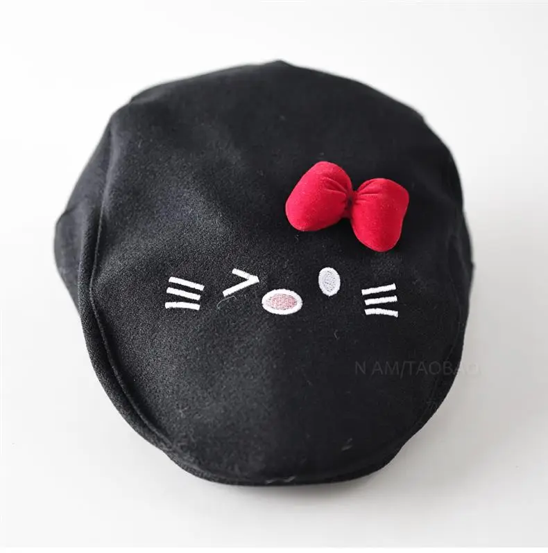 Women Woolen Cat Bow Cap Brown Face Show — feature 2