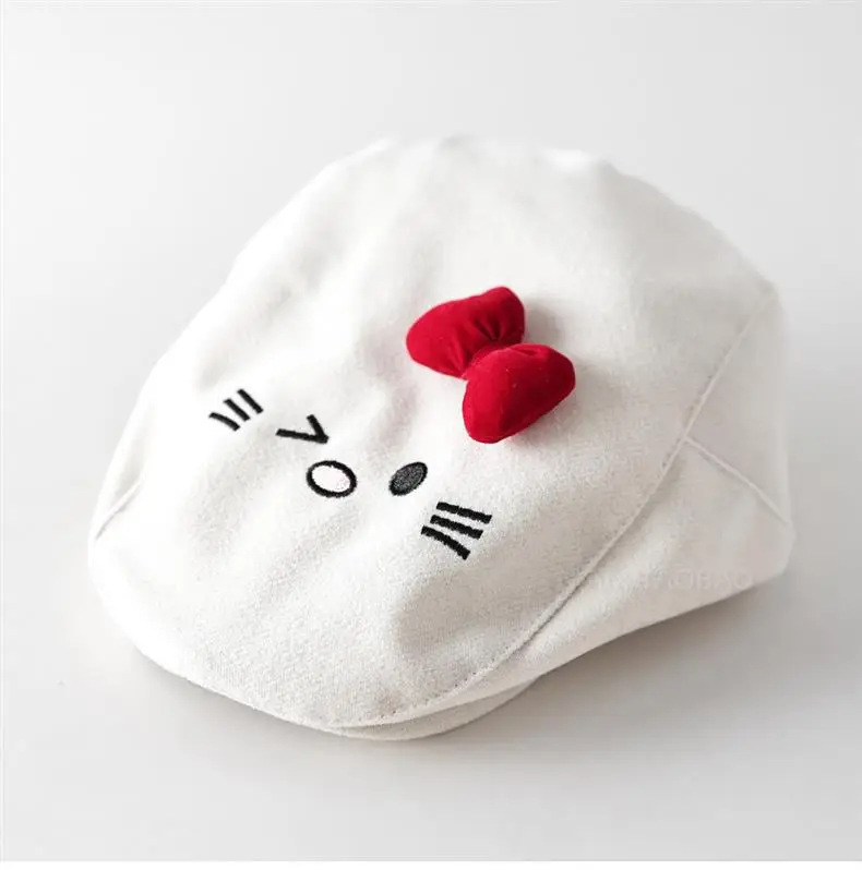 Women Woolen Cat Bow Cap Brown Face Show — feature 5