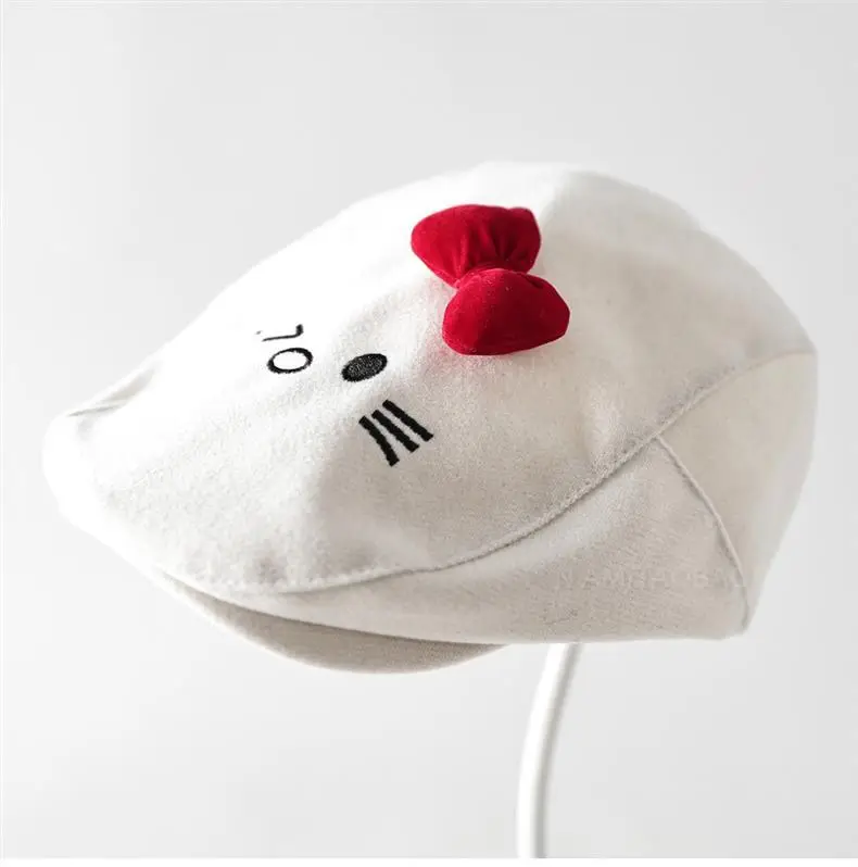 Women Woolen Cat Bow Cap Brown Face Show — feature 7