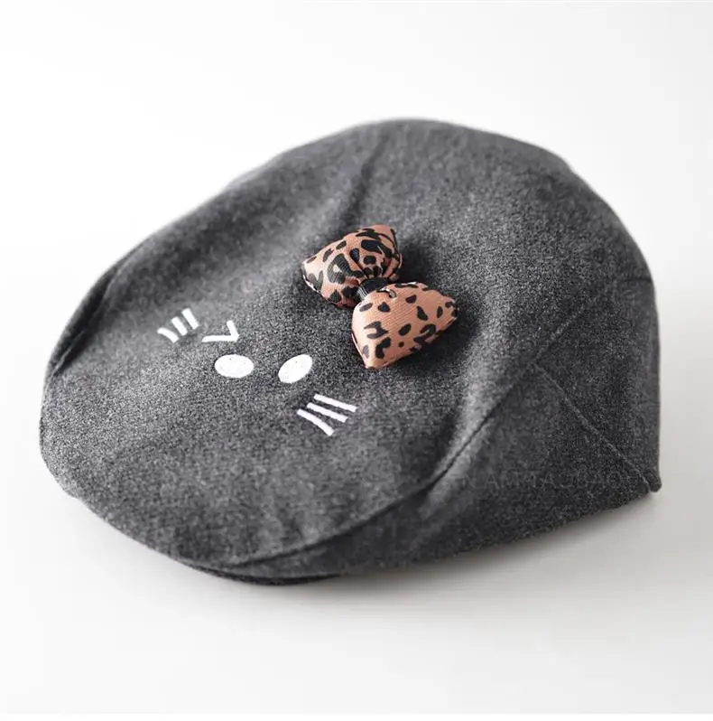 Women Woolen Cat Bow Cap Brown Face Show — feature 8